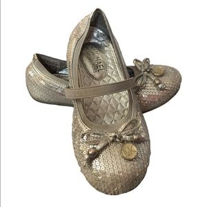 MICHAEL Michael Kors Little Girl Ballet Flats with Bow & Elastic Strap